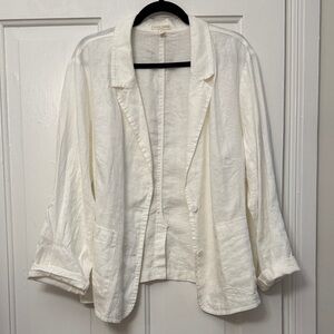 Eileen Fisher Cream 100% Organic Linen Blazer